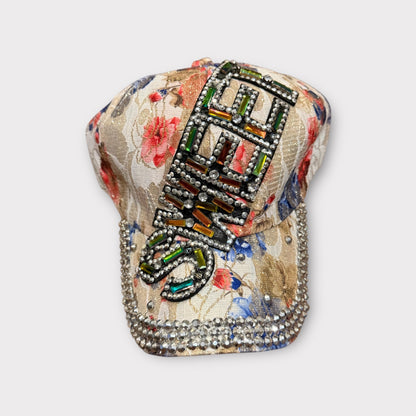 Set of 4 Glitter & Denim Adjustable Caps – Flower, Mustache, Sweet & Canada Designs