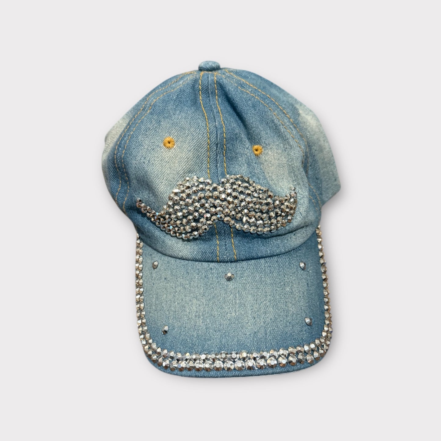 Set of 4 Glitter & Denim Adjustable Caps – Flower, Mustache, Sweet & Canada Designs