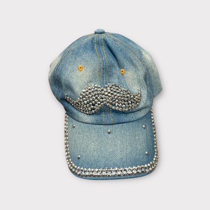 Set of 4 Glitter & Denim Adjustable Caps – Flower, Mustache, Sweet & Canada Designs