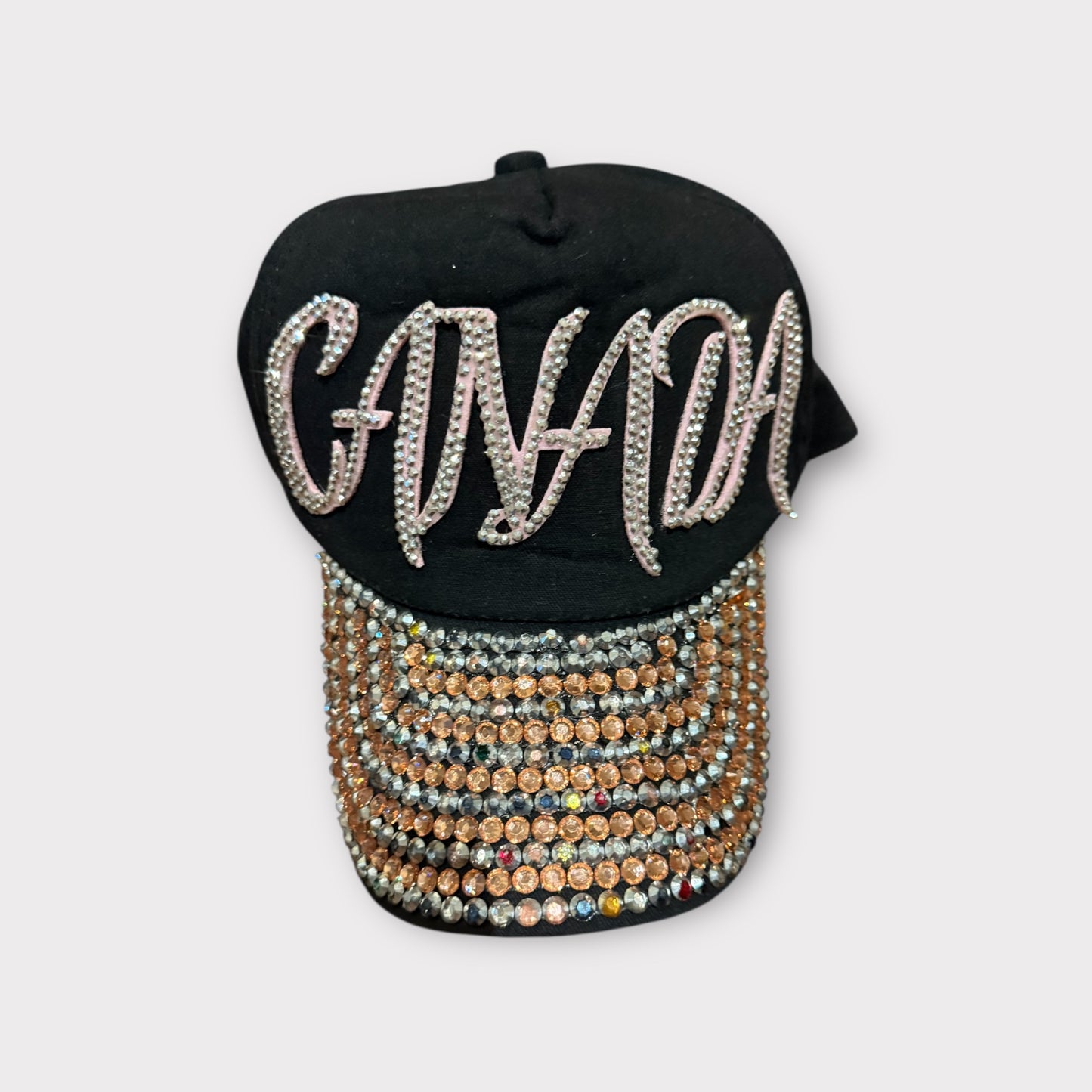 Set of 4 Glitter & Denim Adjustable Caps – Flower, Mustache, Sweet & Canada Designs