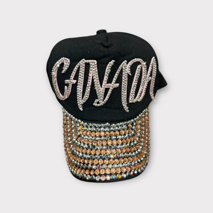 Set of 4 Glitter & Denim Adjustable Caps – Flower, Mustache, Sweet & Canada Designs