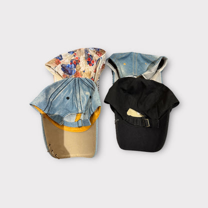 Set of 4 Glitter & Denim Adjustable Caps – Flower, Mustache, Sweet & Canada Designs