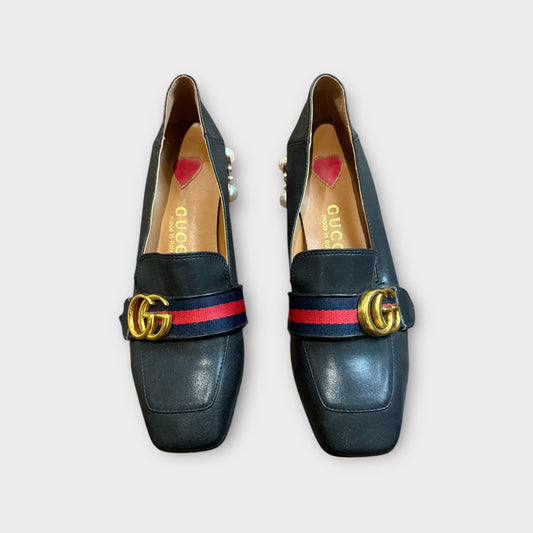 Gucci Peyton GG Pearl Loafers – Black – Size 39 – Luxury Designer Shoes