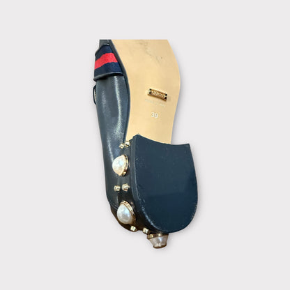 Gucci Peyton GG Pearl Loafers – Black – Size 39 – Luxury Designer Shoes