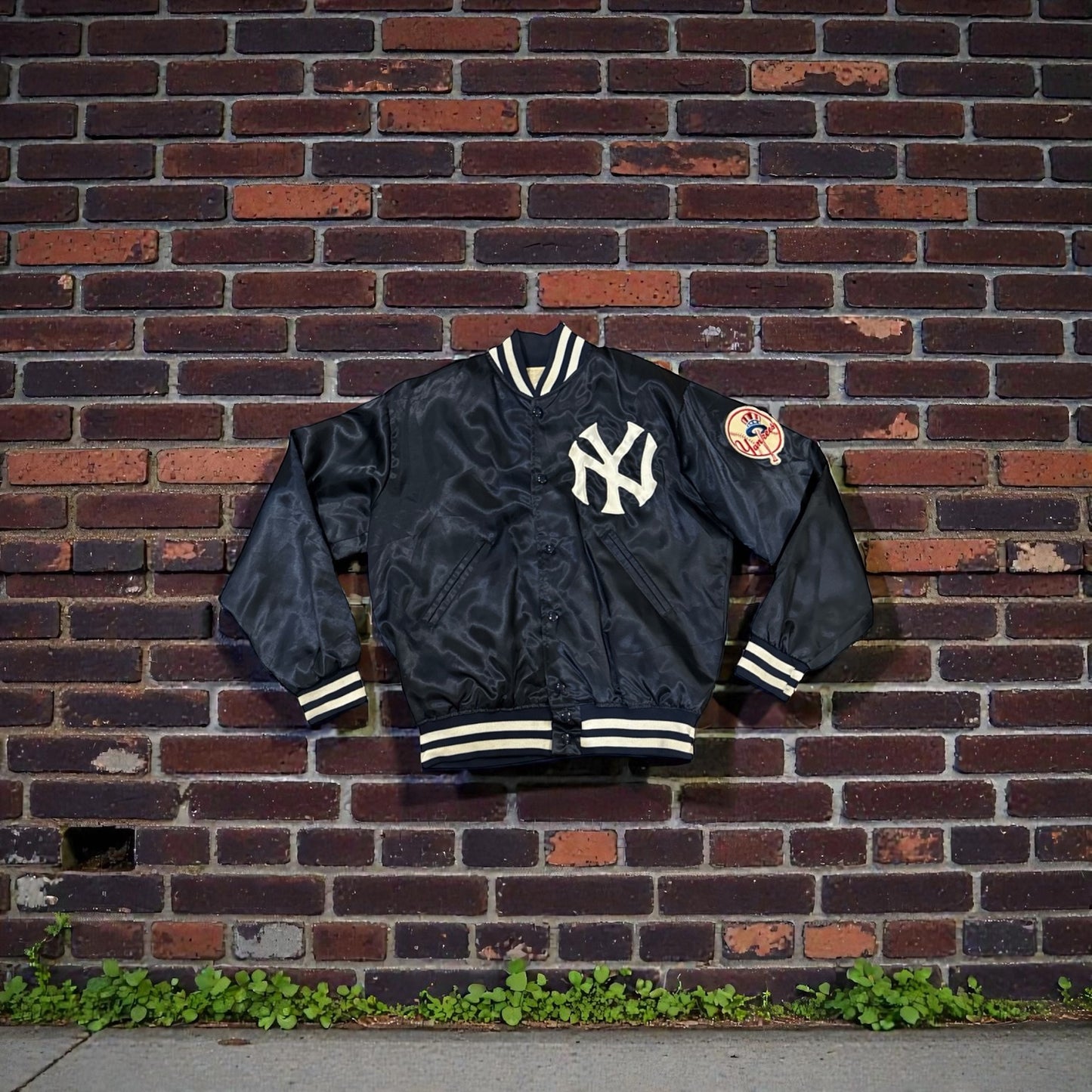 Vintage New York Yankees Satin Jacket – Felco Made in USA – Navy Blue – Medium