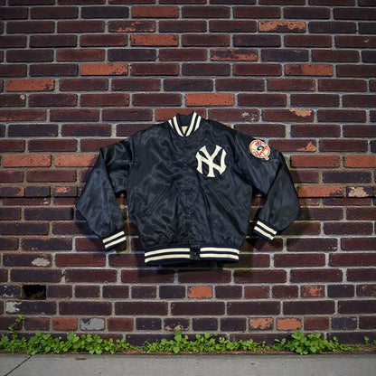 Vintage New York Yankees Satin Jacket – Felco Made in USA – Navy Blue – Medium