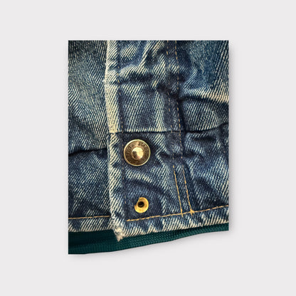 Starter Sport Vintage Rare Varsity Denim Jacket Distressed Quilt Lined  Large