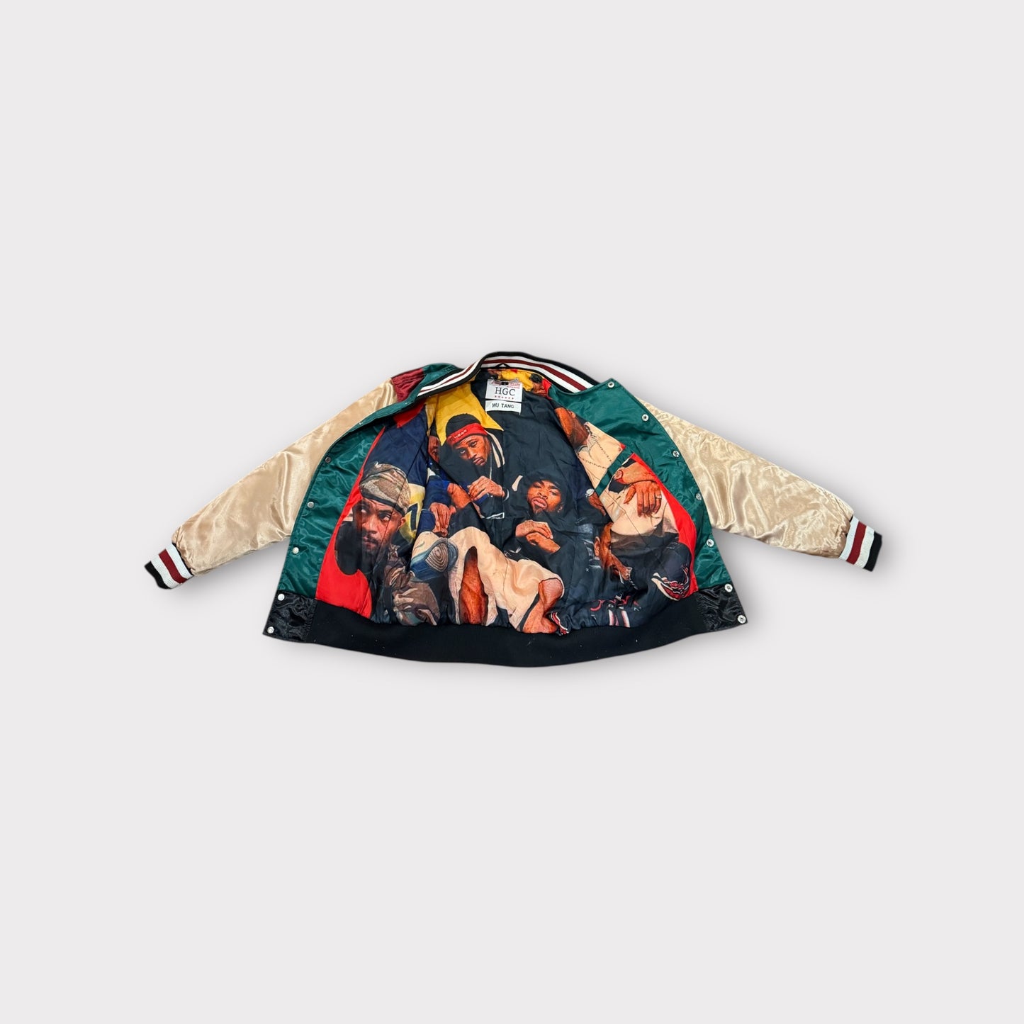 Wu-Tang Headgear Classics Olive Satin Graphic Lined Varsity Size Small