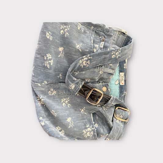 Reworked Polo Denim Bag – Floral Patchwork | Adjustable Strap | Sustainable Upcycled Design