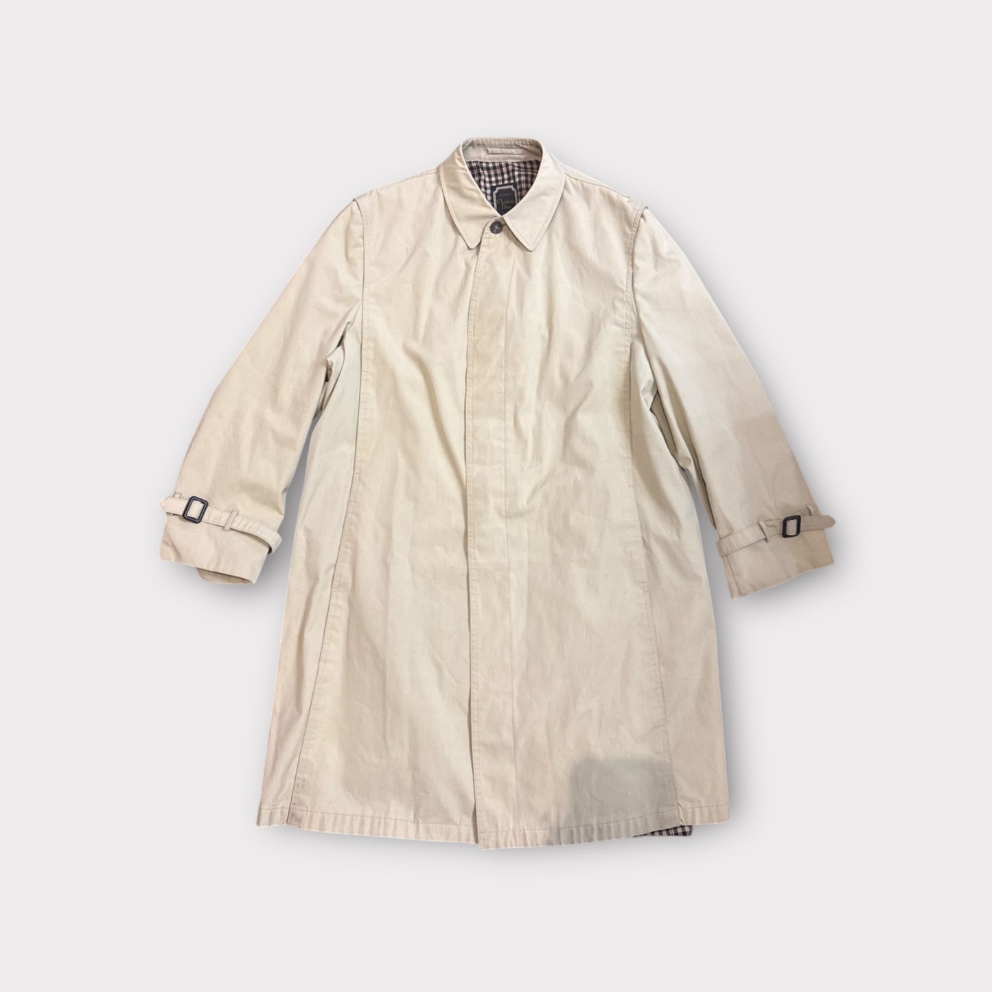 Vintage Christian Dior Paris Trench Coat 46 Beige – Classic Wool-Lined Jacket