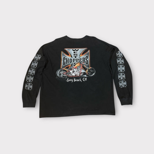 Vintage Y2K West Coast Choppers Long Sleeve T-Shirt Black Size 3XL