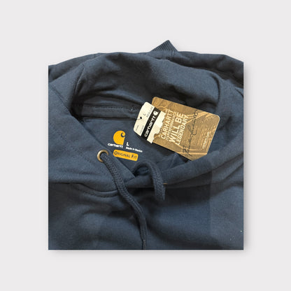 NWT Carhartt Rain Defender Hoodie Mens Large Navy Loose Fit Pullover Sweatshirt