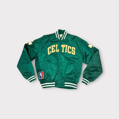 Vintage 1980s Starter Boston Celtics Nylon Button-Down Jacket XL Green NBA