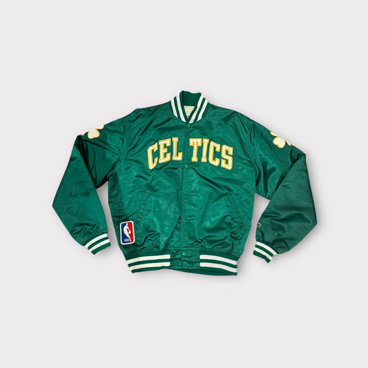 Vintage 1980s Starter Boston Celtics Nylon Button-Down Jacket XL Green NBA