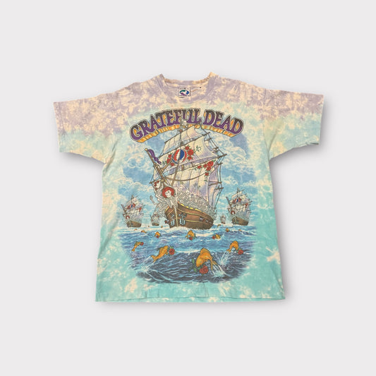 Vintage 1993 Grateful Dead “Ship of Fools” Long Sleeve T-Shirt Liquid Blue XL