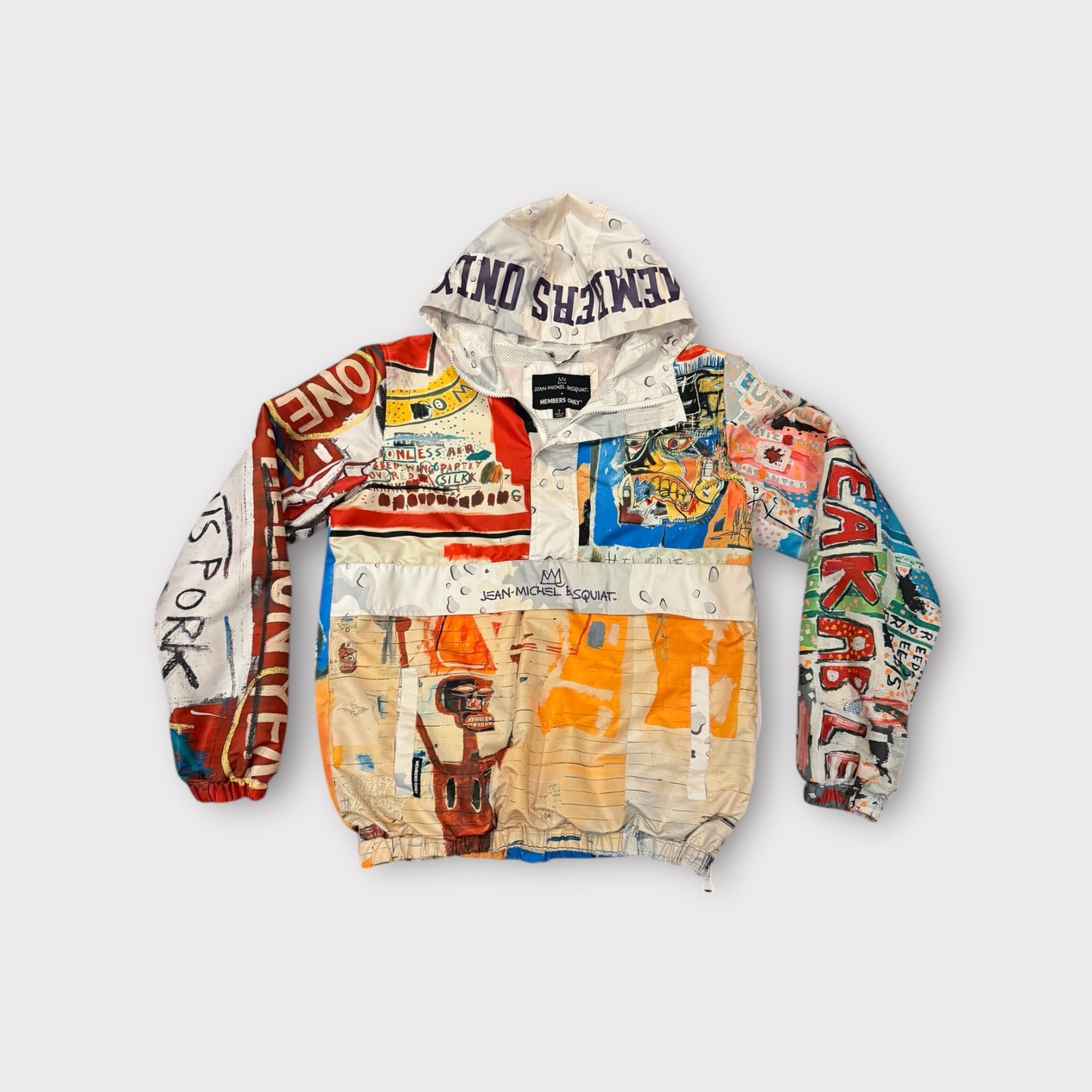 Vintage Jean Michel Basquiat Members Only 1/4 Zip Windbreaker Jacket Mens Large