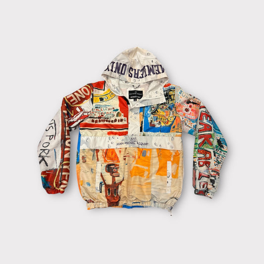 Vintage Jean Michel Basquiat Members Only 1/4 Zip Windbreaker Jacket Mens Large
