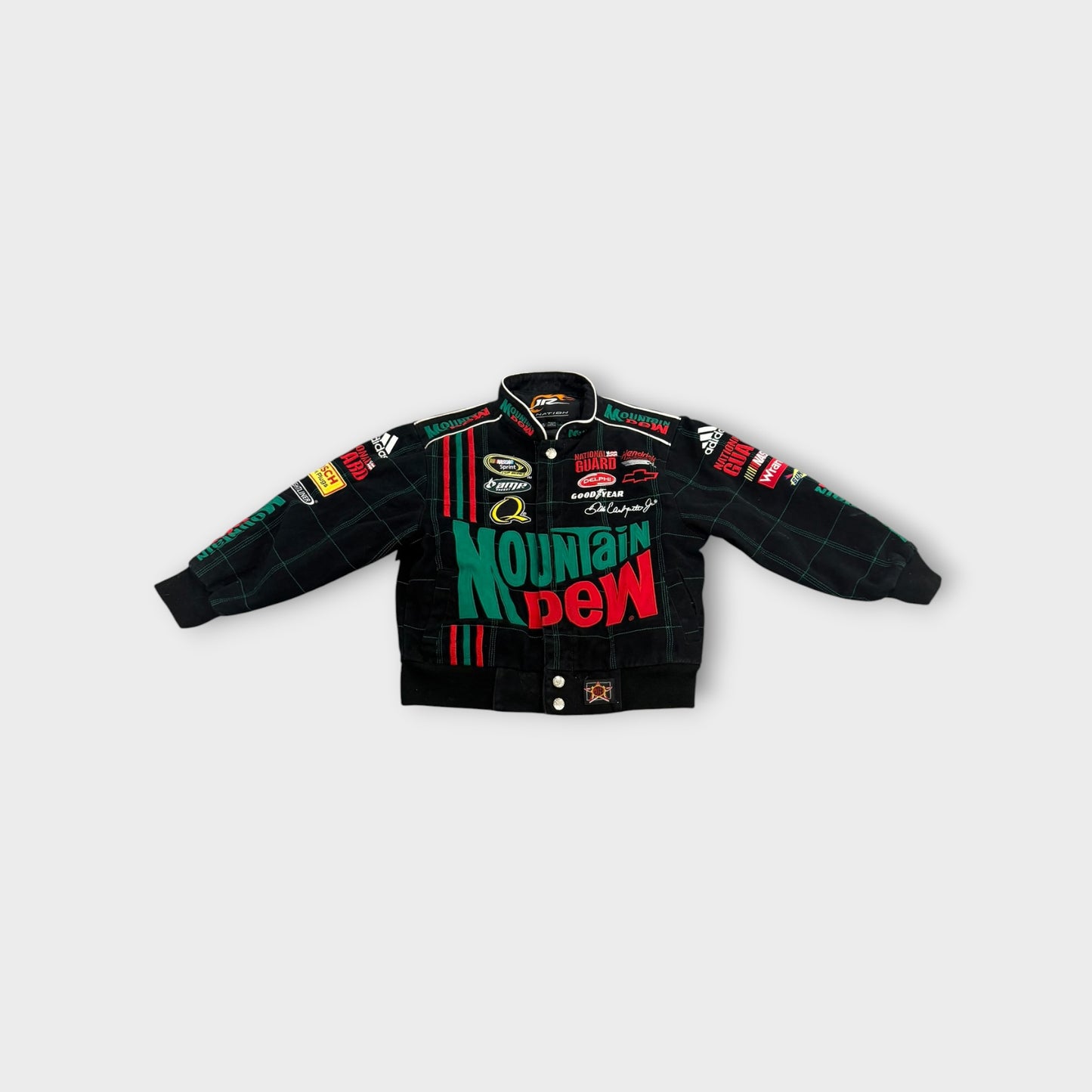 NASCAR JR Nation Dale Earnhardt Jr Mountain Dew Racing Jacket Kids Size S 5 6 Black