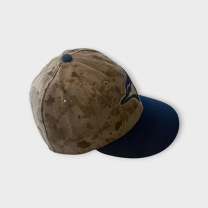 Official Toronto Blue Jays New Era Fitted Cap Size 7 1/8 LEGO Style Camo Minecraft Print Blue Brown Beige