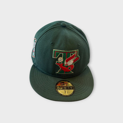 New Era Toronto Blue Jays Cooperstown 59FIFTY Fitted Hat Green Red 30th Season Side Patch Size 7 1/2