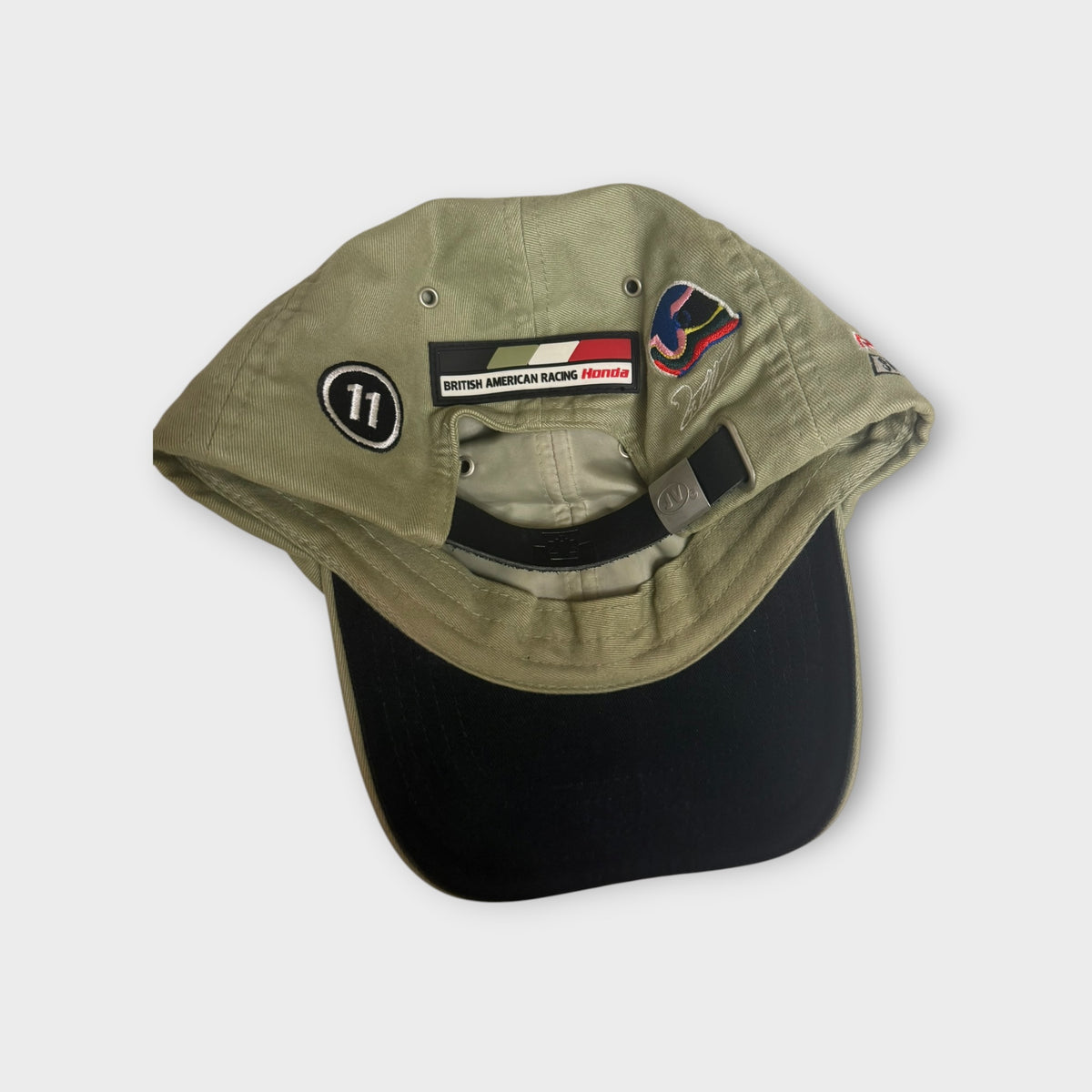 Vintage Lucky Strike BAR Honda Jacques Villeneuve #11 Formula 1 Racing Hat Olive Green