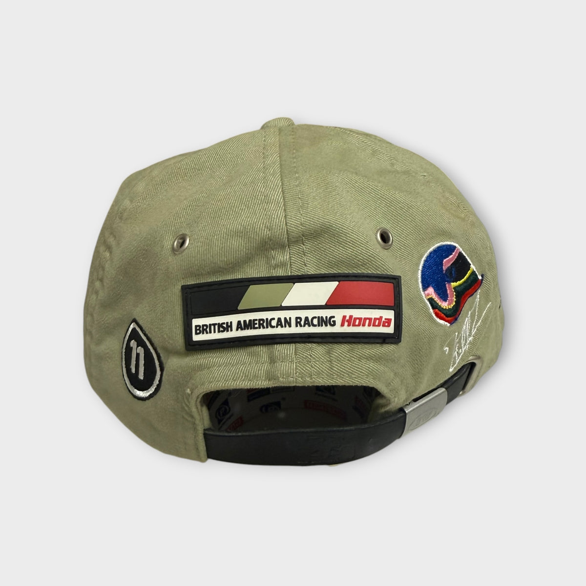 Vintage Lucky Strike BAR Honda Jacques Villeneuve #11 Formula 1 Racing Hat Olive Green