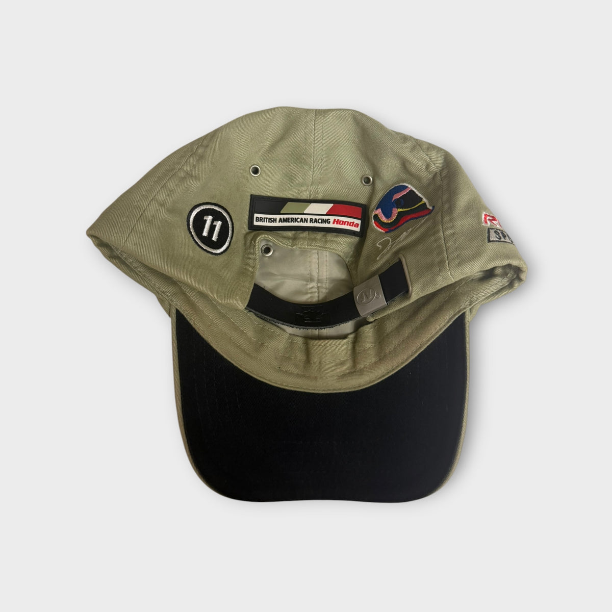 Vintage Lucky Strike BAR Honda Jacques Villeneuve #11 Formula 1 Racing Hat Olive Green