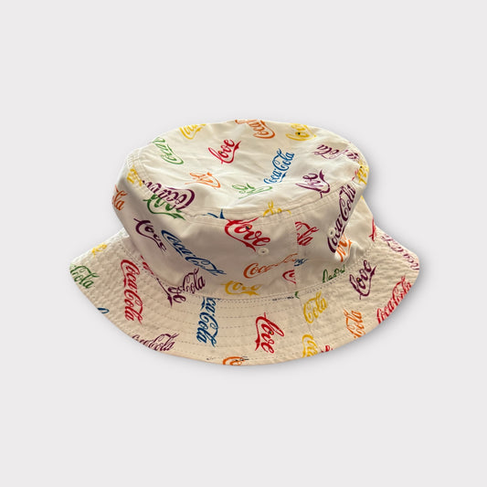 Coca-Cola Reversible Bucket Hat Multicolor Love 2021 White Black Vintage One Size