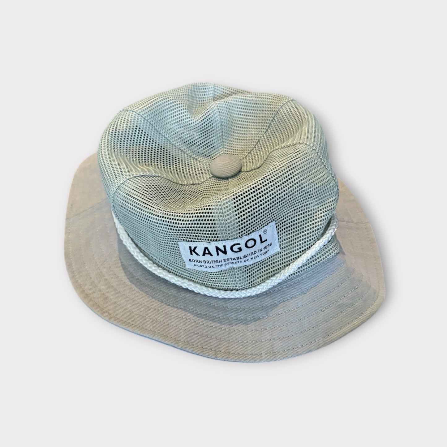 Kangol Tropic Mesh Bucket Hat Rope Detail Grey Mint Green Size M Y2K Streetwear