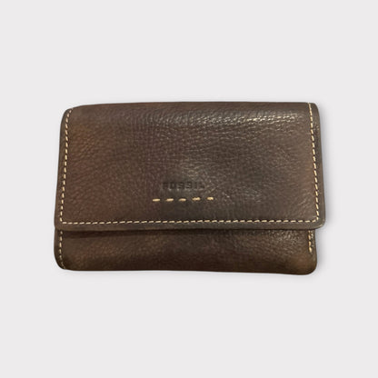 Vintage Fossil Leather Wallet Soft Leather Snap Closure Multi Card Bill Holder