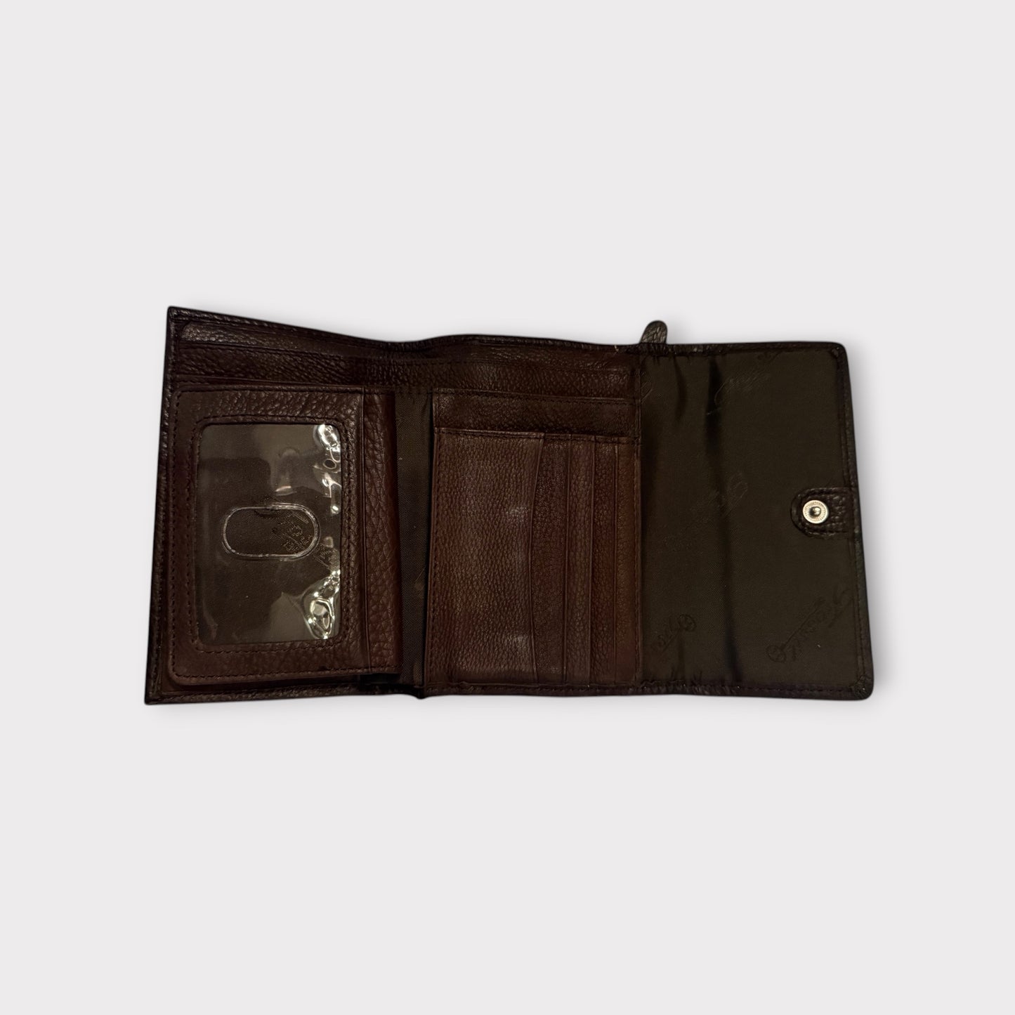 Vintage Fossil Leather Wallet Soft Leather Snap Closure Multi Card Bill Holder