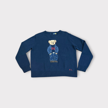 Polo Ralph Lauren Bear Knit Sweater Navy Crewneck Teddy Bear Men’s Size XL