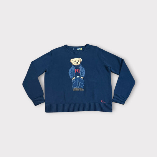Polo Ralph Lauren Bear Knit Sweater Navy Crewneck Teddy Bear Men’s Size XL
