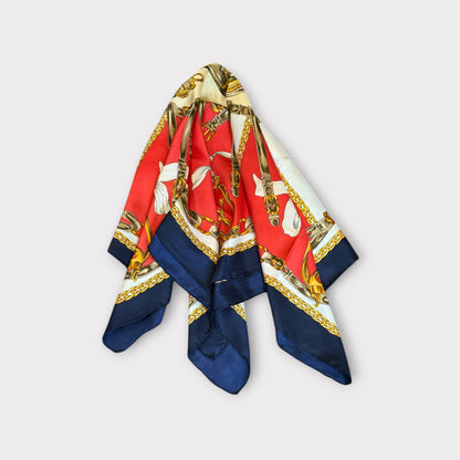 Vintage Equestrian Rare Silk Style Scarf