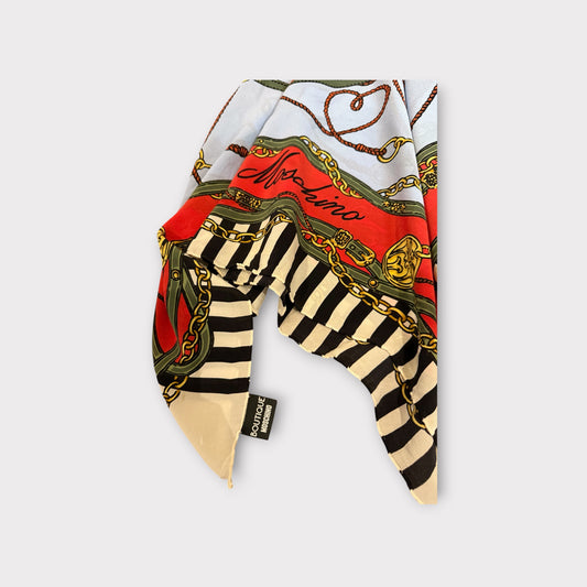 Vintage Moschino Boutique Equestrian Sheer Silk Scarf Rare Print