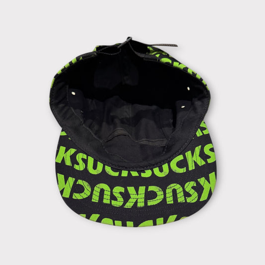 Supreme FW16 Suck Camp Cap Black Neon Green Mint Condition Adjustable Strap Made in USA Streetwear