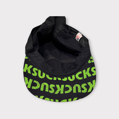 Supreme FW16 Suck Camp Cap Black Neon Green Mint Condition Adjustable Strap Made in USA Streetwear