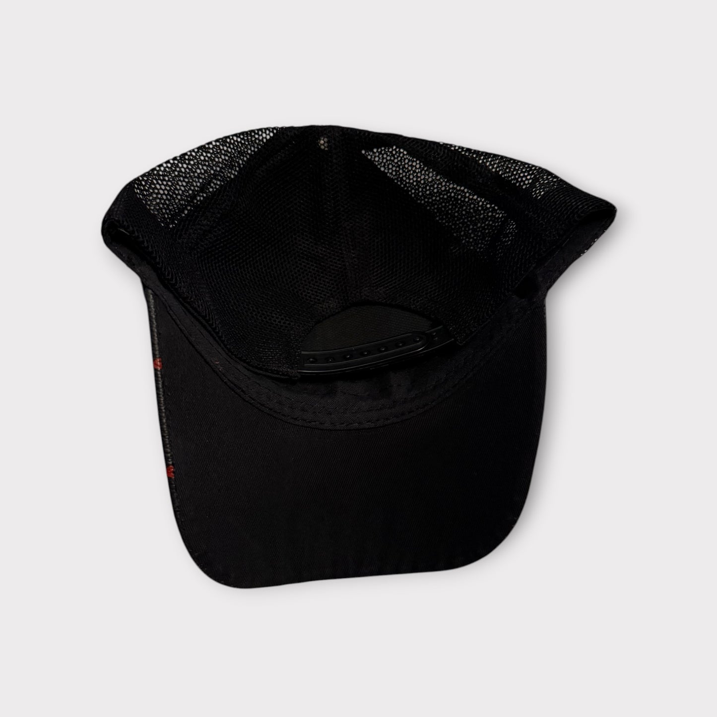 LV Trucker Cap Black Mesh Red All Over Logo Adjustable Size One Size Streetwear Look