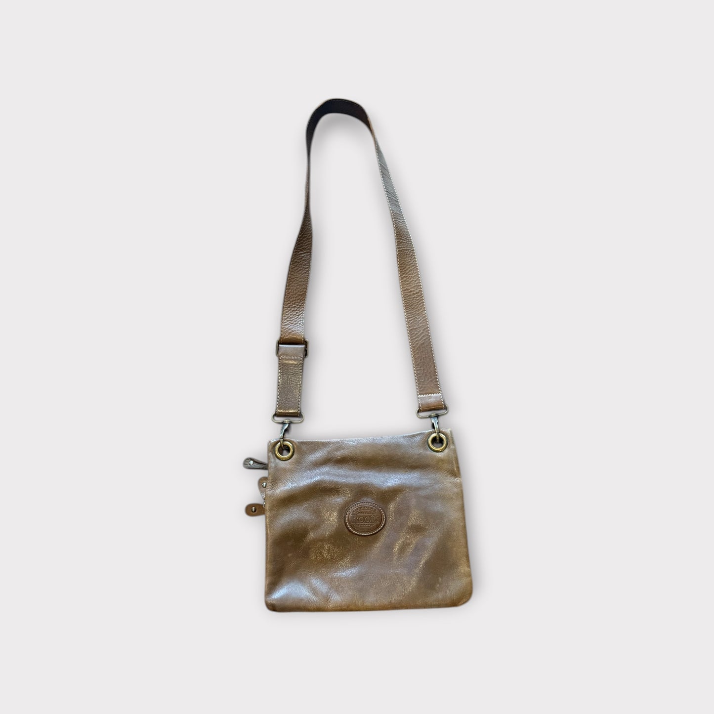 Vintage Roots Brown Leather Villager Tribe Crossbody Bag Satchel