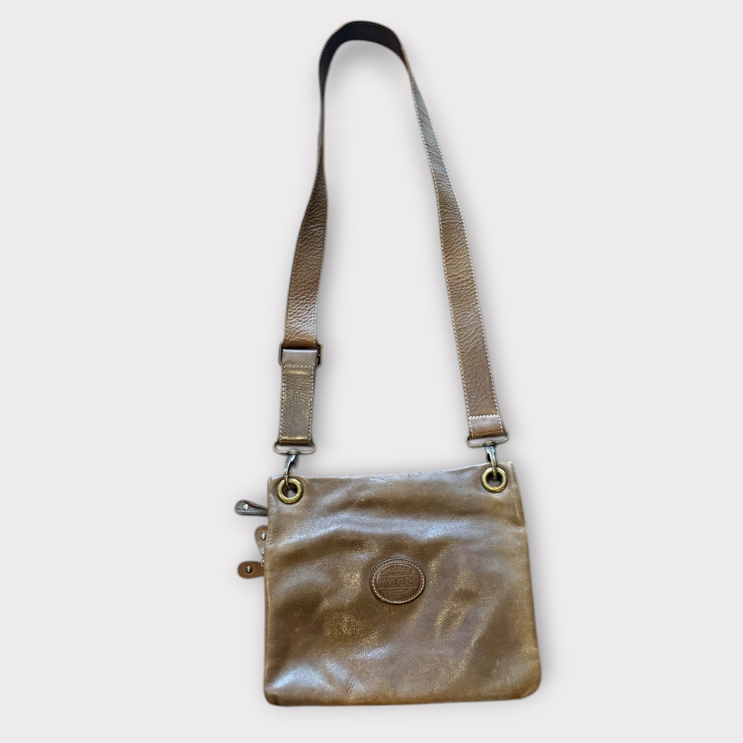 Vintage Roots Brown Leather Villager Tribe Crossbody Bag Satchel