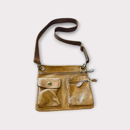 Vintage Roots Brown Leather Villager Tribe Crossbody Bag Satchel