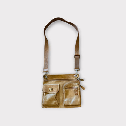 Vintage Roots Brown Leather Villager Tribe Crossbody Bag Satchel