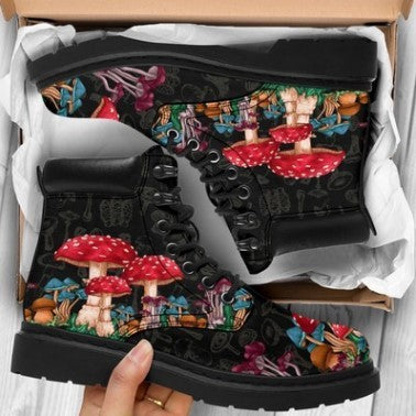 Floral Skull Ankle Boots