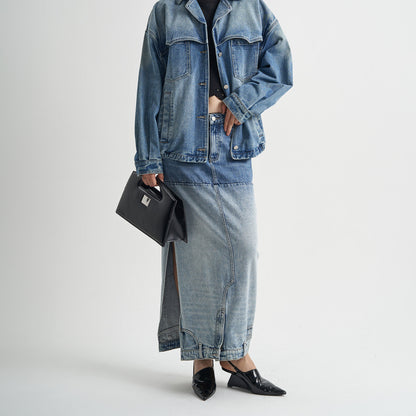 Washed Denim Long Skirts