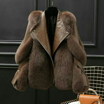 One-piece Fur Motorcycle Coat