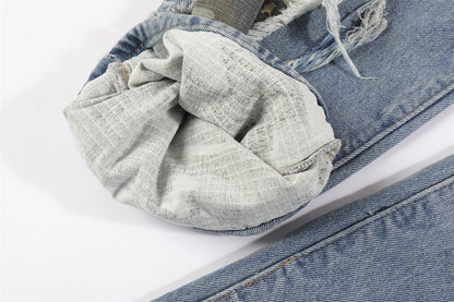 Men's Patchwork Camo Straight Denim Jeans