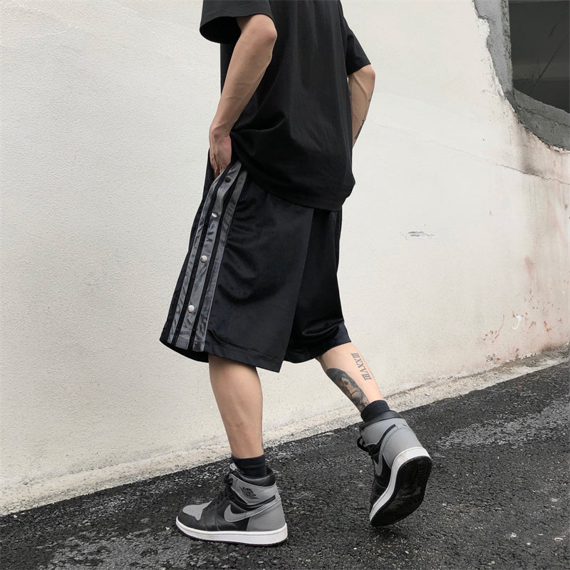 Retro Side Button Casual Shorts