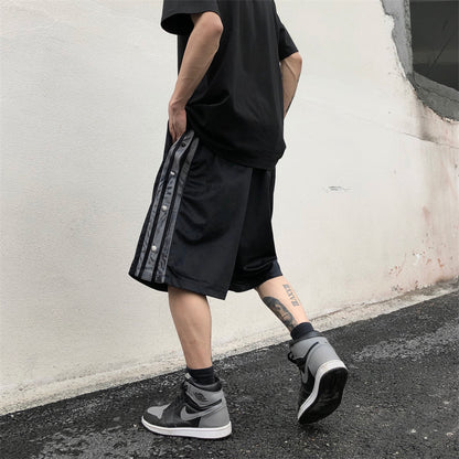 Retro Side Button Casual Shorts