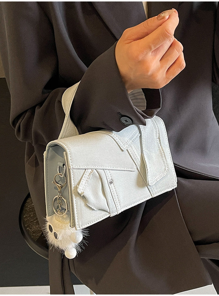 Denim Patchwork Small Messenger Bag