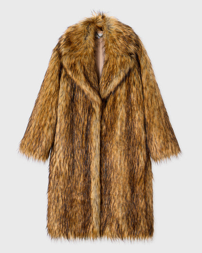 Long Fur Women's Wool Coat